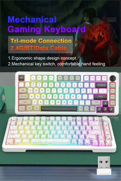 E-YOOSO Z82 RGB USB Mechanical Gaming Keyboard Support Bluetooth wireless 2.4G Wired 3 mode Gamer 82 Keys for Computer PC Laptop