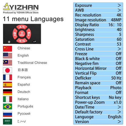 YIZHAN 48MP 4K Electronics Soldering Microscope FULL HD 1080P HDMI Camera USB Software 1-150x Lens Stand Shipping From Europe