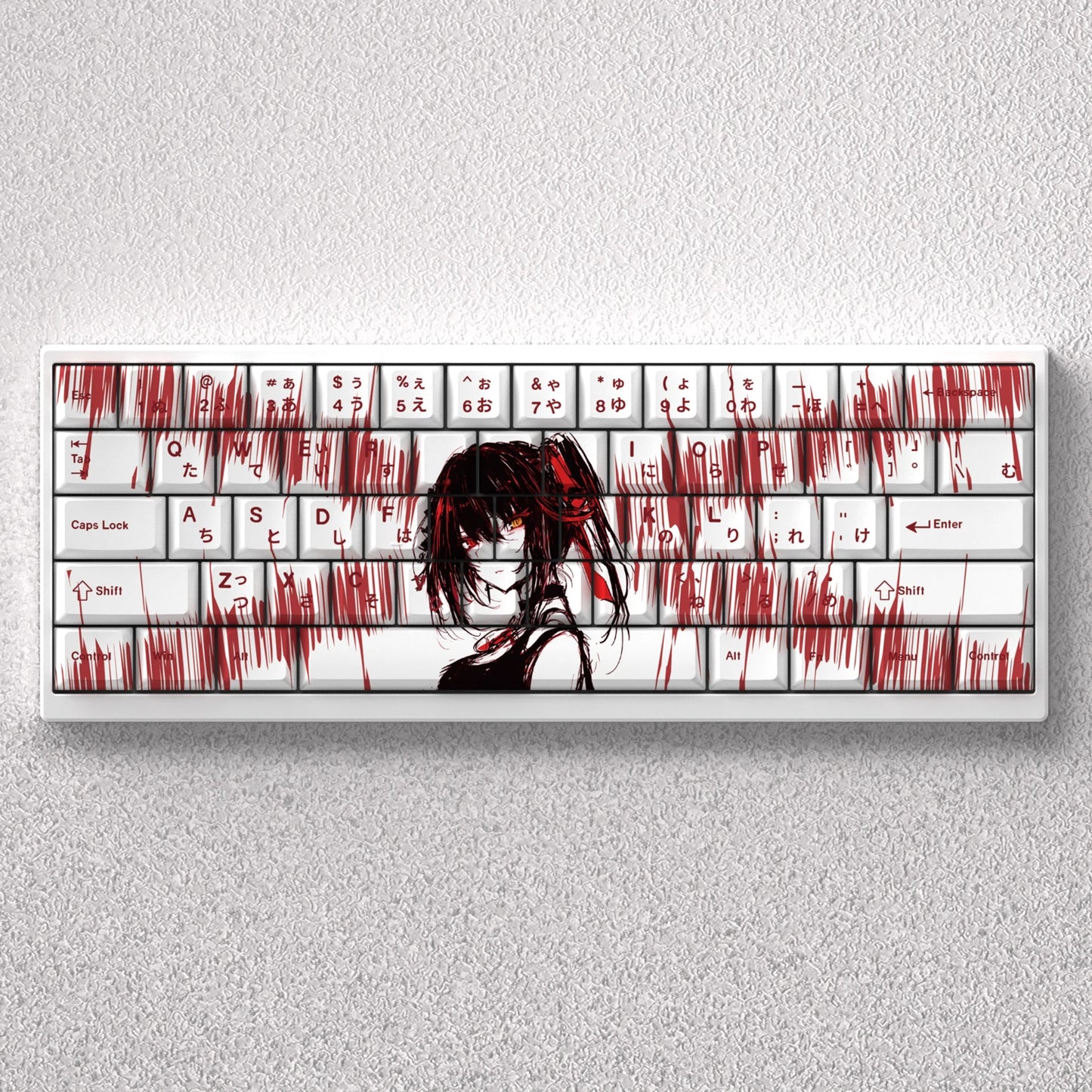 73 Key Tokisaki Kurumi Keycaps PBT Keycaps Dye Sub Cherry Anime Key Japanese for 61 65 68 Mechanical Keyboard GK61 Anne Pro 2