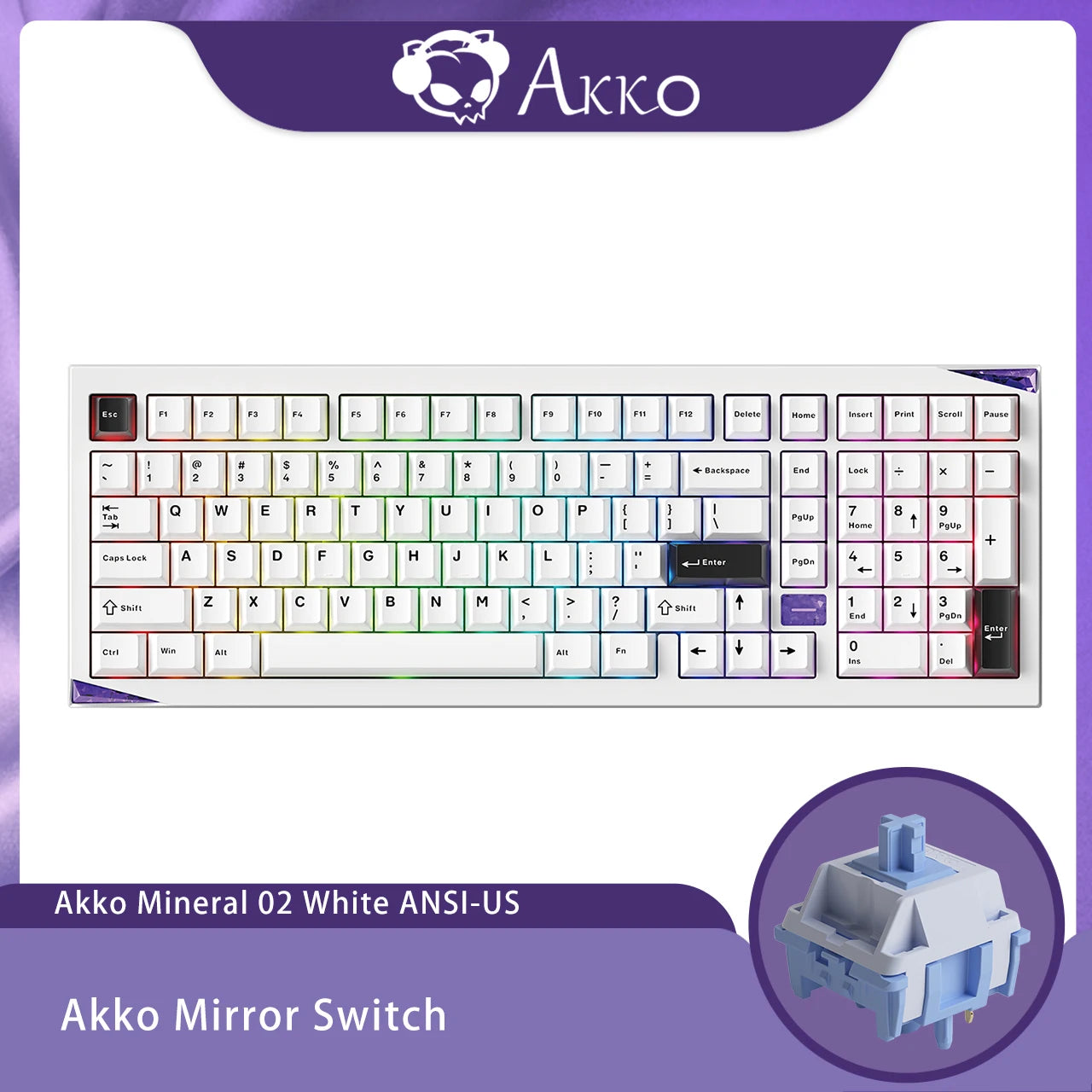Akko Mineral 02 VIA Mechanical Keyboard/Barebone Kit Aluminum 102 Keys RGB Hot-swappable Tri-mode Wireless Custom Keyboard/Kit