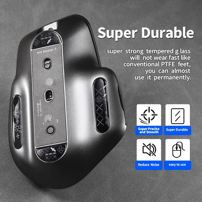 Glass Mouse Skates for Logitech MX Master 3/3s Mouse Feet Pads Smooth Durable Slim 2.5D Curved Edge Mouse Accessories