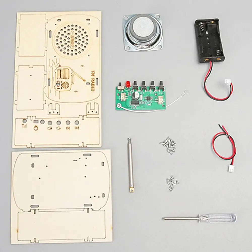 Build a Radio Kit Wood Radio Electronic Learning Set Interactive Building Toys Science Experiment Electronics Kits for Boys