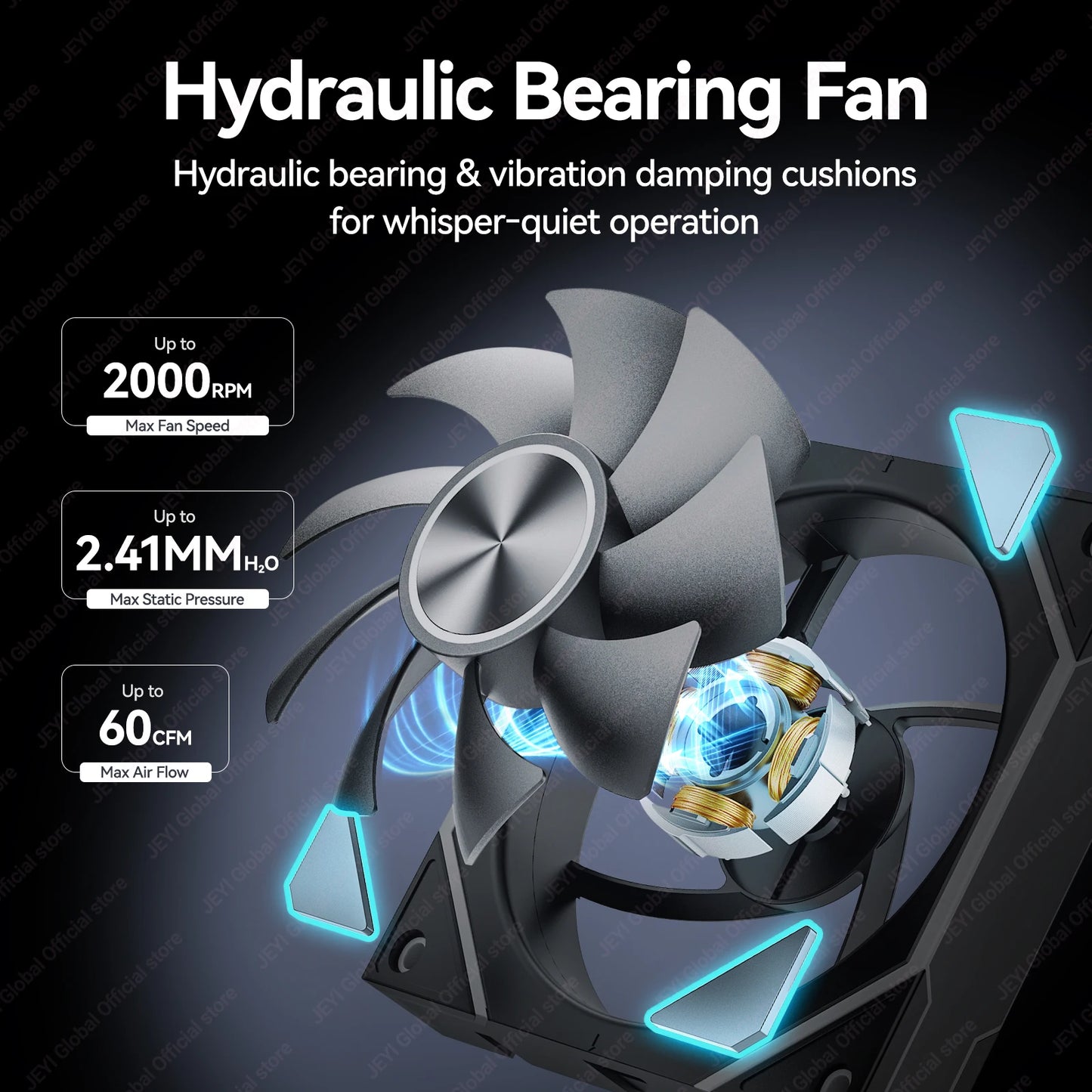 JEYI ARGB Infinity Mirror PC Fans Hydro Bearing Fan 30dB(A) 12CM cooling fan 5V3 pin PWM 800-2000RPM Forward/Reverse Blade Fan