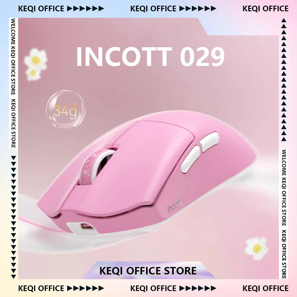 Incott 029 Wireless Mouse Bluetooth 3-Mode Gaming Light Weight Ergonomics Customized E-sports Mice Pc Gamer Accessories Gifts