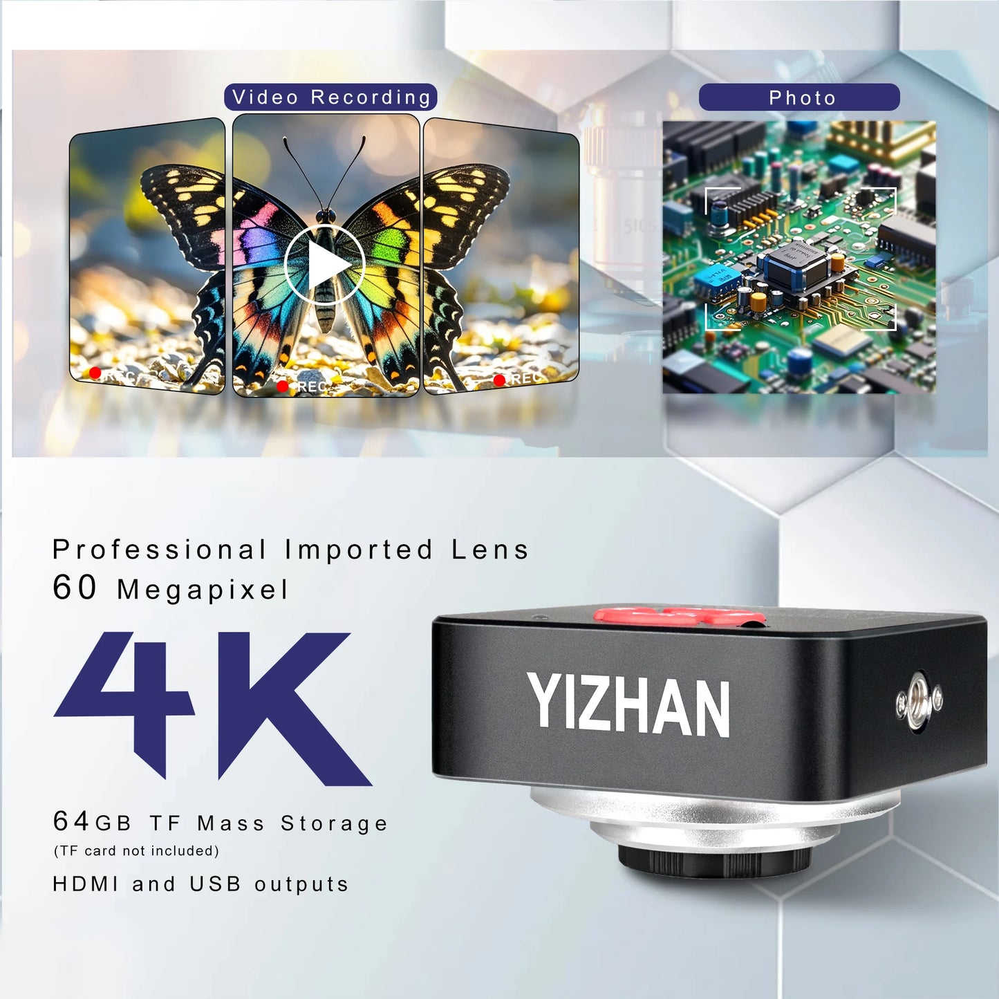 YIZHAN 48MP 4K Electronics Soldering Microscope FULL HD 1080P HDMI Camera USB Software 1-150x Lens Stand Shipping From Europe