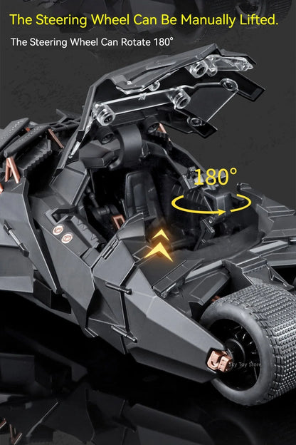 Alloy 1:24 Batmobile Diecast Model Toys Car Collectible Sound Light Doors Opened Rear Wheel Suspension Armored Cars for Kid Gift