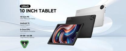 Android 15 Tablet 10 Inch OS GMS Certified Tablets 1.8 GHz 5-Core 20GB RAM 64 GB ROM 1TB Expand WiFi 6 Bluetooth 5.4 Dual Camera