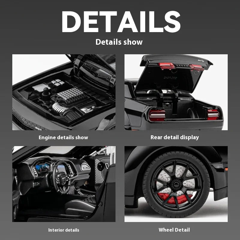 1:24 Dodge Challenger SRT Hellcat Redeye Super Muscle Car Alloy Metal Diecast Car Model Collecting Hobby Decorative Gift Friend