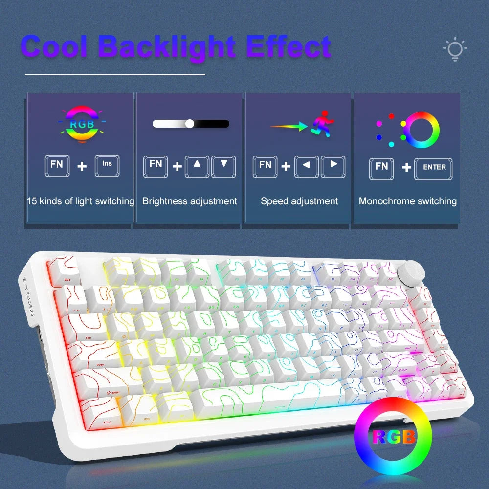E-YOOSO Z82 RGB USB Mechanical Gaming Keyboard Support Bluetooth wireless 2.4G Wired 3 mode Gamer 82 Keys for Computer PC Laptop