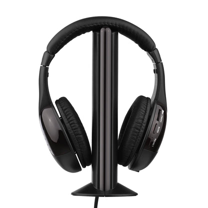 Wireless Headphone Emitter & Receiver Set FM Radio Computer TV Monitor Cordless Headphone Wired Headset with Microphone for TV L