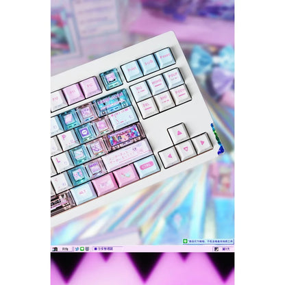 Anime Anchor Girl Theme Keycaps Set Customized PBT Sublimation Cherry Profile Keyboard Caps for Mechanical Keyboard Accessories