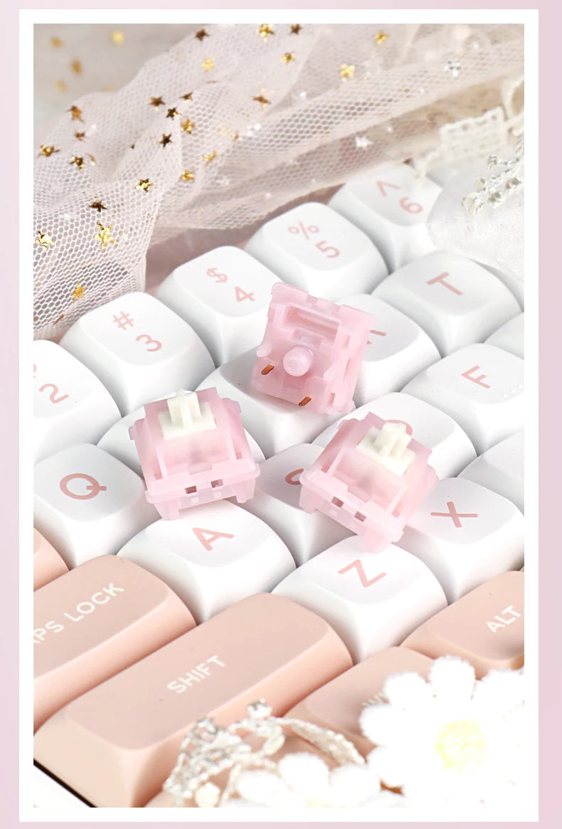 MMD Princess Silent Pink Switch 5 Pin Linear 32g Switches 21mm Spring Lubricated LY PC Mechanical Keyboard Switch Type Fast Mute