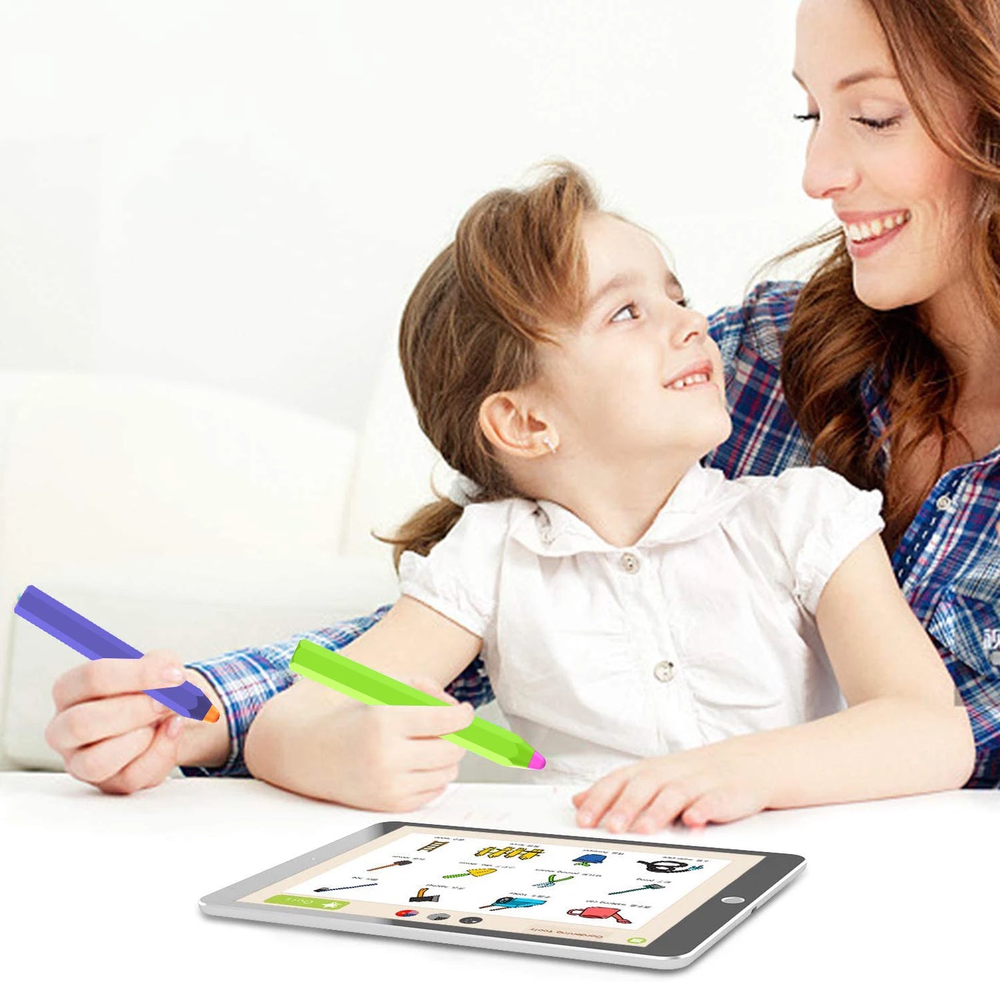 Universal Pencil Stylus For Kids Anti-slip Silicone Smooth Tablet Touch Screen Capacitive Pen Drawing