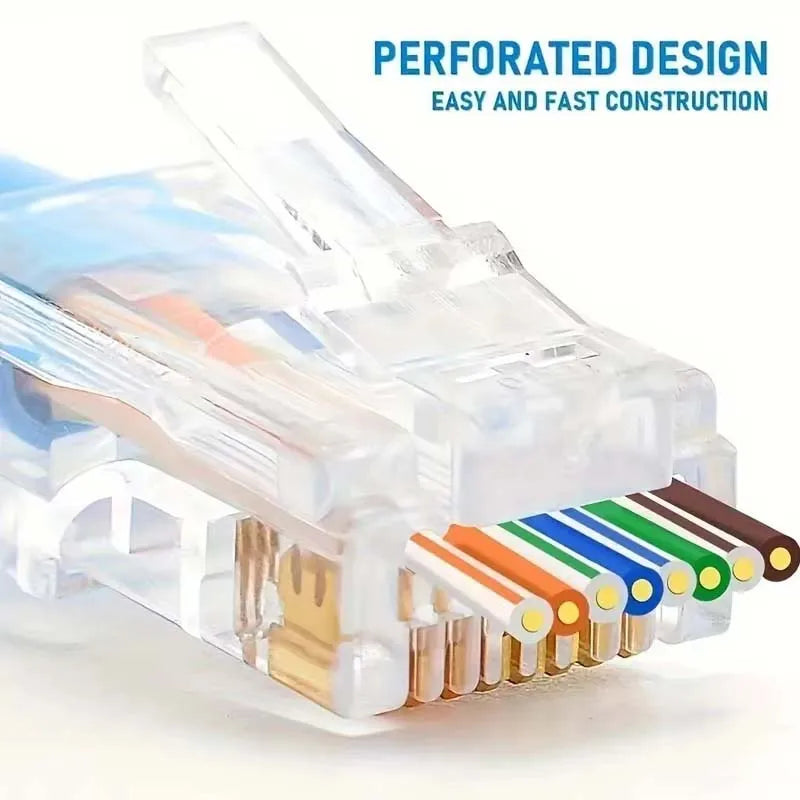 50 PCs RJ45 Connector Connector Network Unshielded RJ45 Perforated Crystal Head Network Cable