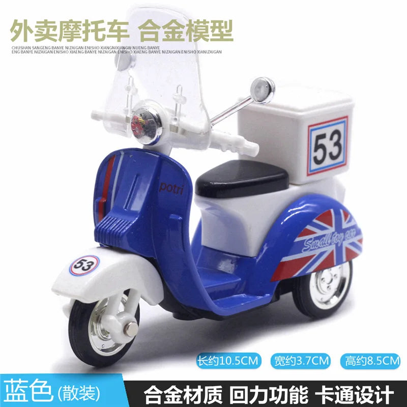 Cute Diecast Alloy Metal Car Bus Motor Tricycle Motorcycle Taxi Model Toy Children Birthday Gift