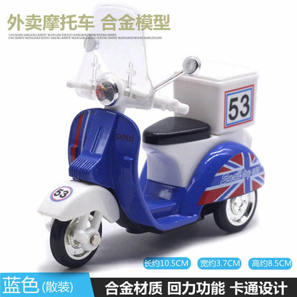 Cute Diecast Alloy Metal Car Bus Motor Tricycle Motorcycle Taxi Model Toy Children Birthday Gift