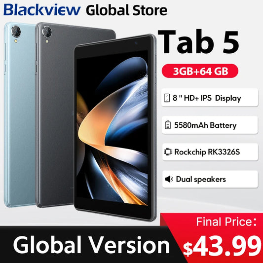 Blackview Tab 5 tablet  8-inch HD + IPS Display 5GB(3+2) 64GB Android 12 Dual BoxSpeakers 5580mAh Battery  Android Pad PC