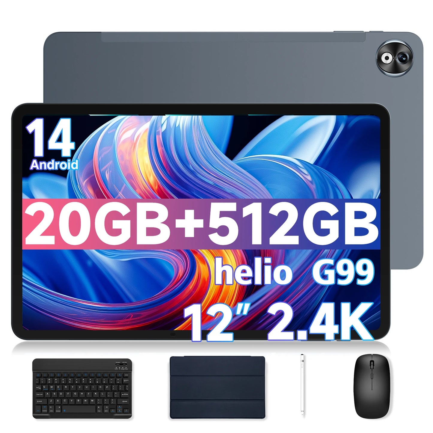 DOOGEE T40 Pro Tablet 12 ''IPS 2.4K 20GB(8 + 12) 512GB Android 14 Helio G99 6nm 10800mAh 18W Charge Quad Speaker 7.6mm ultra-thin