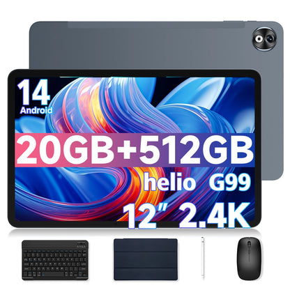 DOOGEE T40 Pro Tablet 12 ''IPS 2.4K 20GB(8 + 12) 512GB Android 14 Helio G99 6nm 10800mAh 18W Charge Quad Speaker 7.6mm ultra-thin