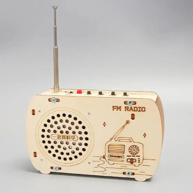 Build a Radio Kit Wood Radio Electronic Learning Set Interactive Building Toys Science Experiment Electronics Kits for Boys