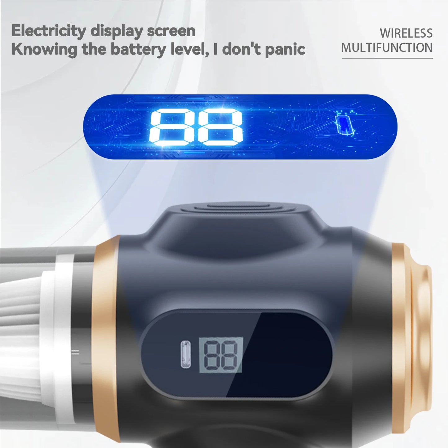 Powerful 2-in-1 Air Duster & Vacuum, Handheld Cordless Cleaner with Digital Display for Electronics Car Home Office