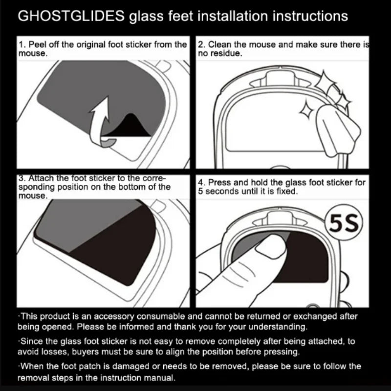 Glass Mouse Skates for Logitech MX Master 3/3s Mouse Feet Pads Smooth Durable Slim 2.5D Curved Edge Mouse Accessories
