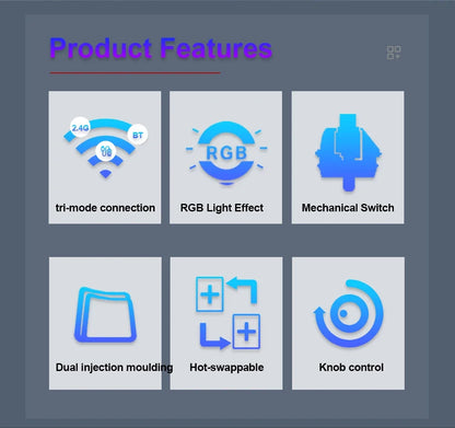 E-YOOSO Z82 RGB USB Mechanical Gaming Keyboard Support Bluetooth wireless 2.4G Wired 3 mode Gamer 82 Keys for Computer PC Laptop