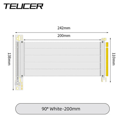 TEUCER PCI-E 4.0 X16 Riser Cable Video Card EMI Shielded High-Speed Flexible Extender PCI Express Gen 4 GPU Extension Cord
