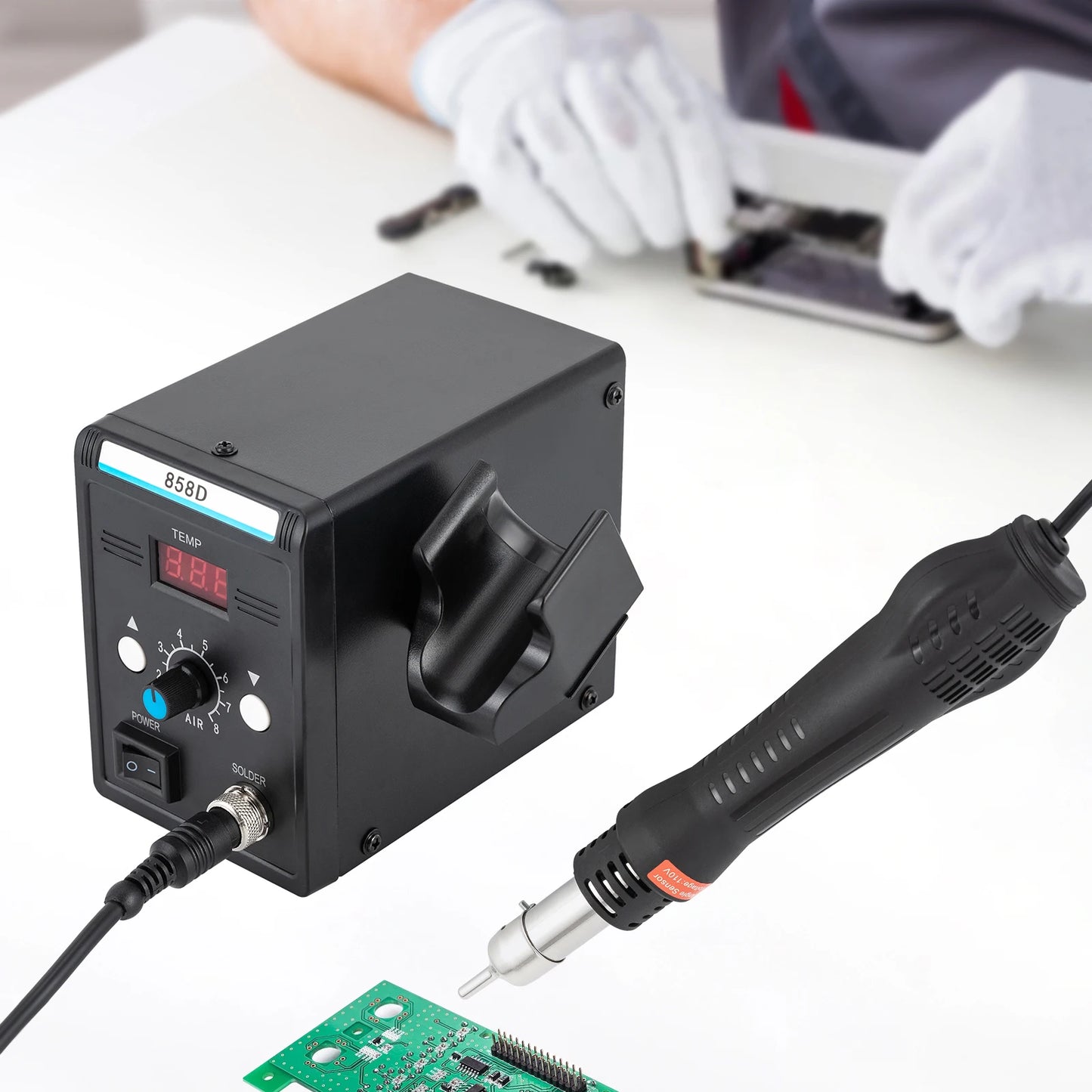 700W Hot Air Rework SMD Soldering Station With Heat Gun Set Temperature LED Screen Display For Electronics Repairs