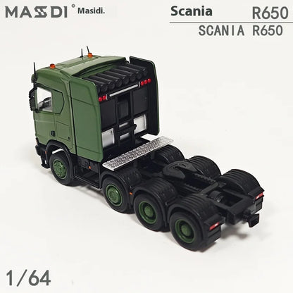 New In Stock Mesdi 1:64 Scania R650 Civilian Trailer Transport Vehicle Alloy Small Model Miniature Diecast Scania Custom Toy Gif