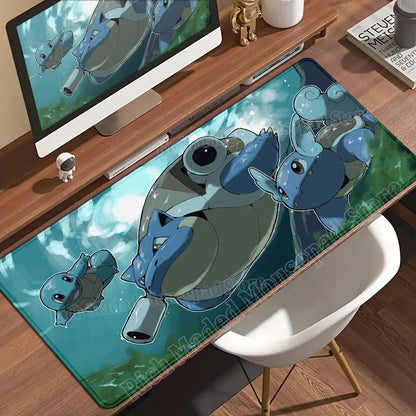 HD Gaming Keyboard Rug Laptop Japan Cool Anime Mouse Pad XXL P-pokemon Desk Mat PC Squirtles Gamer Cabinet Extended Mousepad Rug