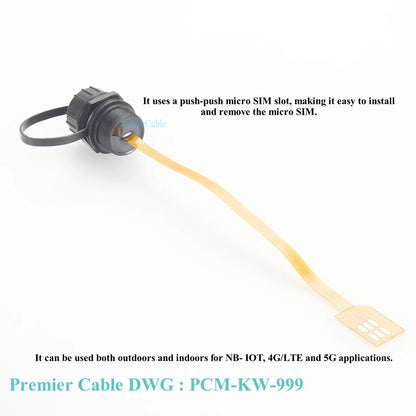 Waterproof Micro SIM Extension Cable kit Extender Panel Mount IP67 SIM Card Slot Outdoor Enclosure Micro-SIM Flexible Card