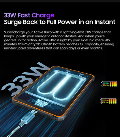 Blackview Active 8 Pro 16GB 256GB Tablet PC 22000mAh Battery Android 14 10.36" inch 2.4K Display 16MP+ 48MP Camera Rugged Tablet