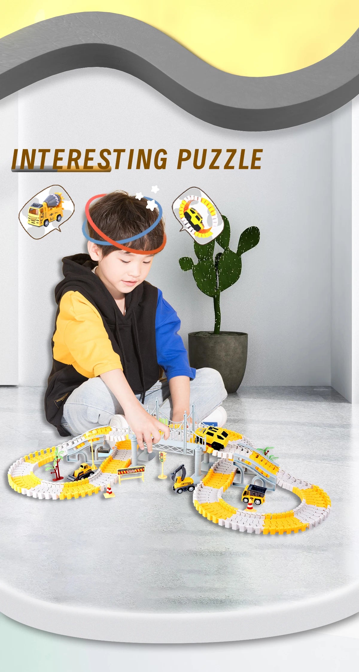 Kids Electric Track Toy Engineering Minin Car Set Puzzle Boy Toys Track Car Train Toys For Children Birthday Christmas Gifts