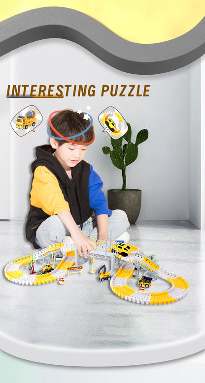 Kids Electric Track Toy Engineering Minin Car Set Puzzle Boy Toys Track Car Train Toys For Children Birthday Christmas Gifts