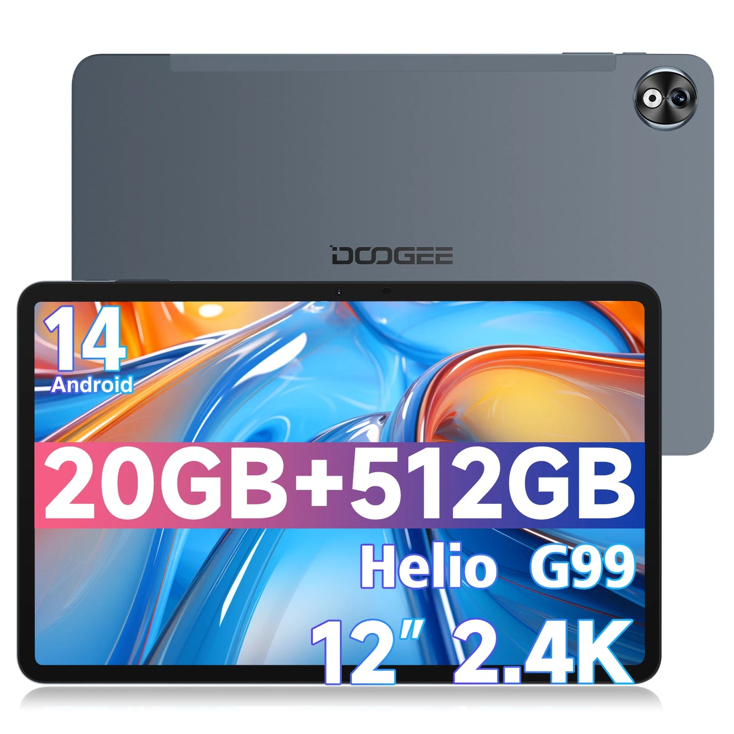 DOOGEE T40 Pro Tablet 12 ''IPS 2.4K 20GB(8 + 12) 512GB Android 14 Helio G99 6nm 10800mAh 18W Charge Quad Speaker 7.6mm ultra-thin