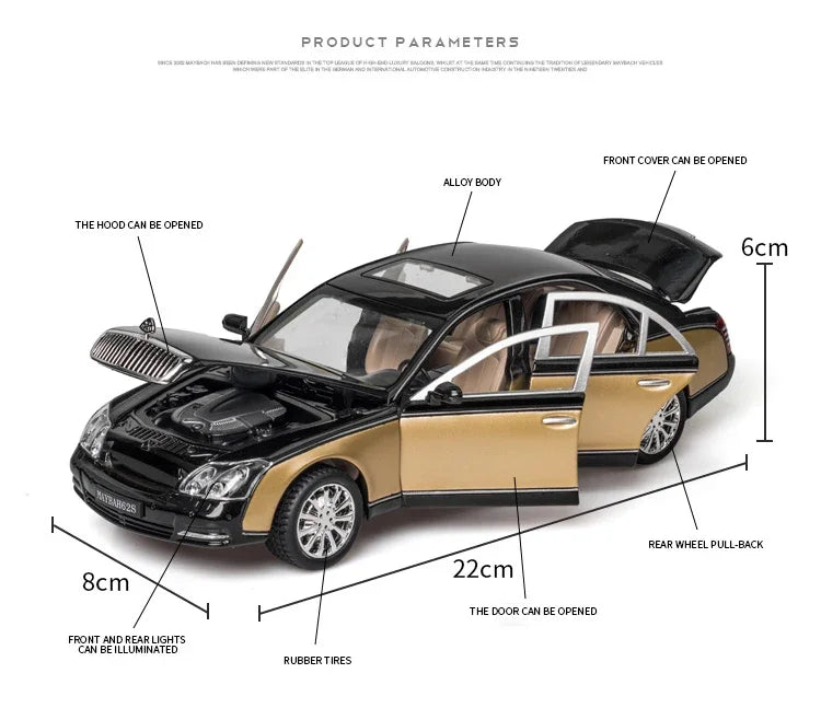 1:24 Maybach 62s S650 Alloy Car Model Diecasts & Toy Vehicles Toy Car Metal Collection Toy Kid Toys for Children Kids Gifts