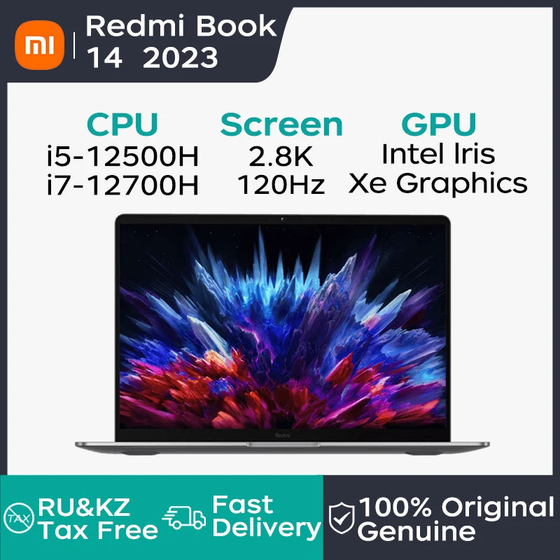 Xiaomi Laptop RedmiBook 14 2023 14 Inch 2.8K 120Hz Screen i5-12500H/i7-12700H 16GB LPDDR5 512GB/1TB SSD Notebook PC Computer