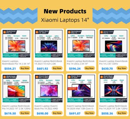 Xiaomi Laptop RedmiBook 14 2023 14 Inch 2.8K 120Hz Screen i5-12500H/i7-12700H 16GB LPDDR5 512GB/1TB SSD Notebook PC Computer