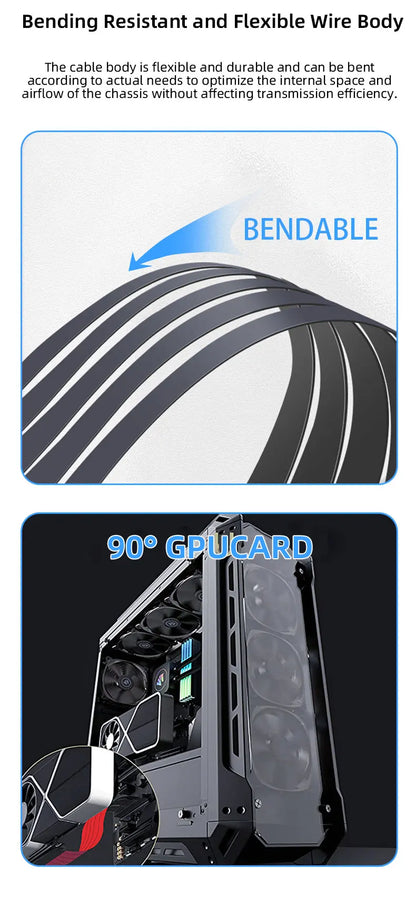 TEUCER PCI-E 4.0 X16 Riser Cable Video Card EMI Shielded High-Speed Flexible Extender PCI Express Gen 4 GPU Extension Cord