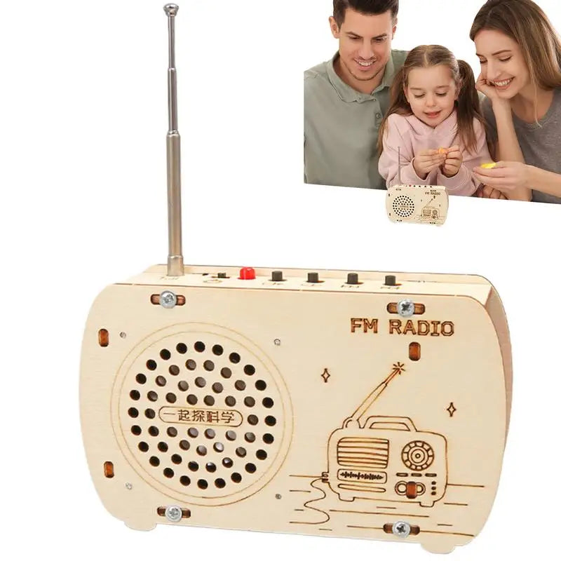 Build a Radio Kit Wood Radio Electronic Learning Set Interactive Building Toys Science Experiment Electronics Kits for Boys