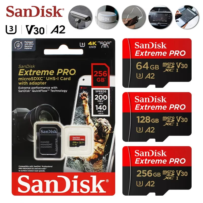 512GB Sandisk Original Memory Card 64GB 128GB EXtreme Pro Class10 UHS-I Flash Micro SD Card C10 Ultra A2 HC/SDXC Dropshipping