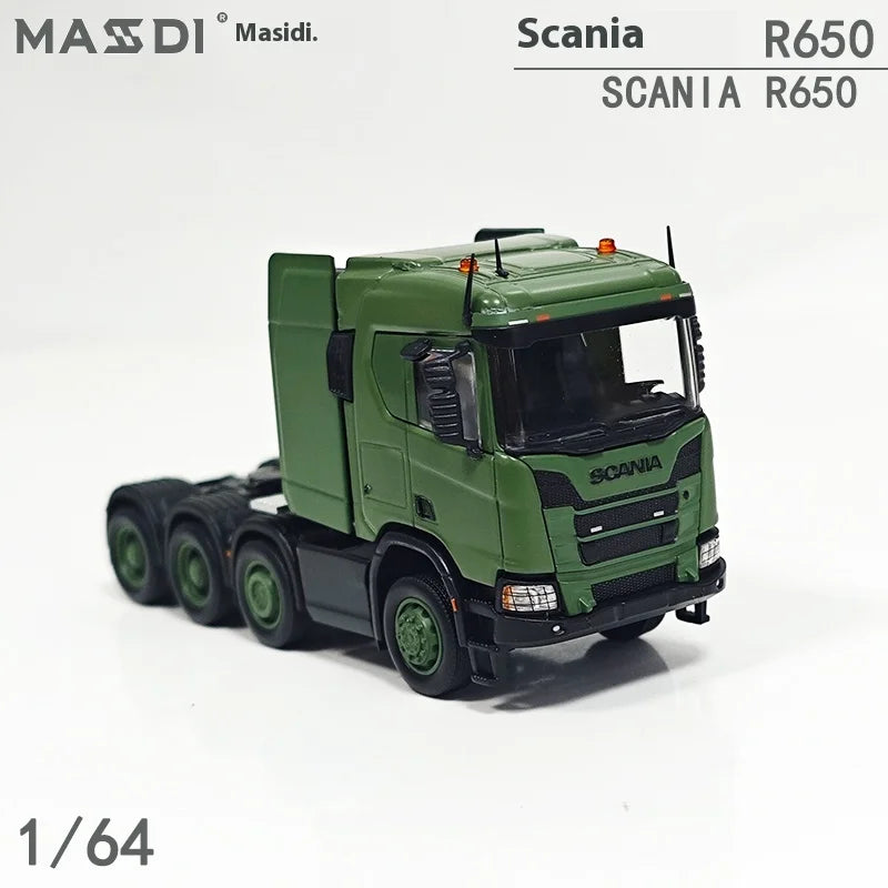 New In Stock Mesdi 1:64 Scania R650 Civilian Trailer Transport Vehicle Alloy Small Model Miniature Diecast Scania Custom Toy Gif