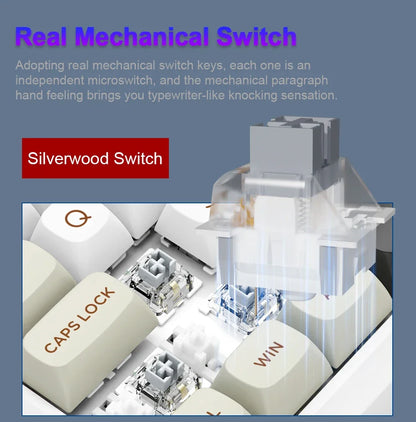 E-YOOSO Z82 RGB USB Mechanical Gaming Keyboard Support Bluetooth wireless 2.4G Wired 3 mode Gamer 82 Keys for Computer PC Laptop