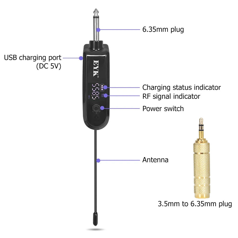 EYK EW102 Dual Channels Wireless Headset Microphone UHF Lavalier Mic Rechargeable for Teaching Speech Interview Live Recording