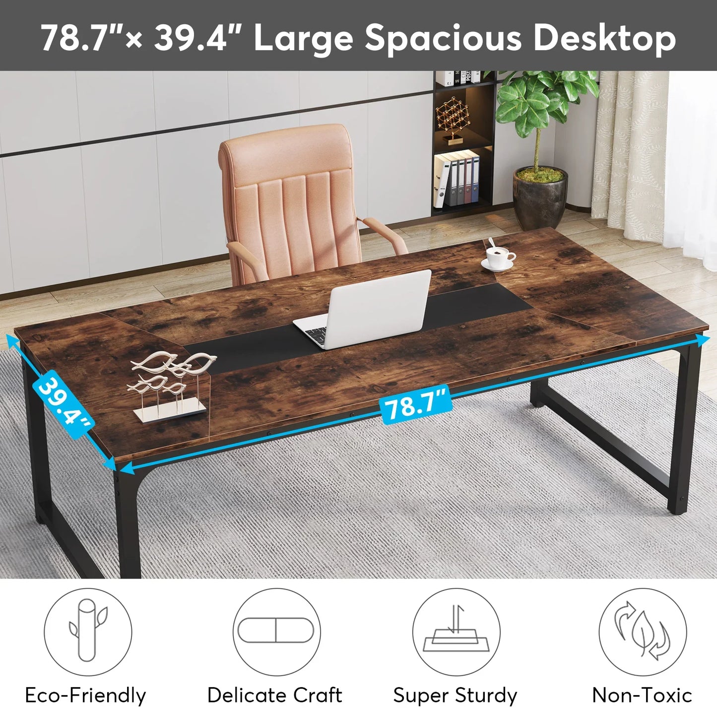 Tribesigns Modern Computer Desk 70.8 inch Large Executive Office Desk Study Writing Desk Workstation Computer Table