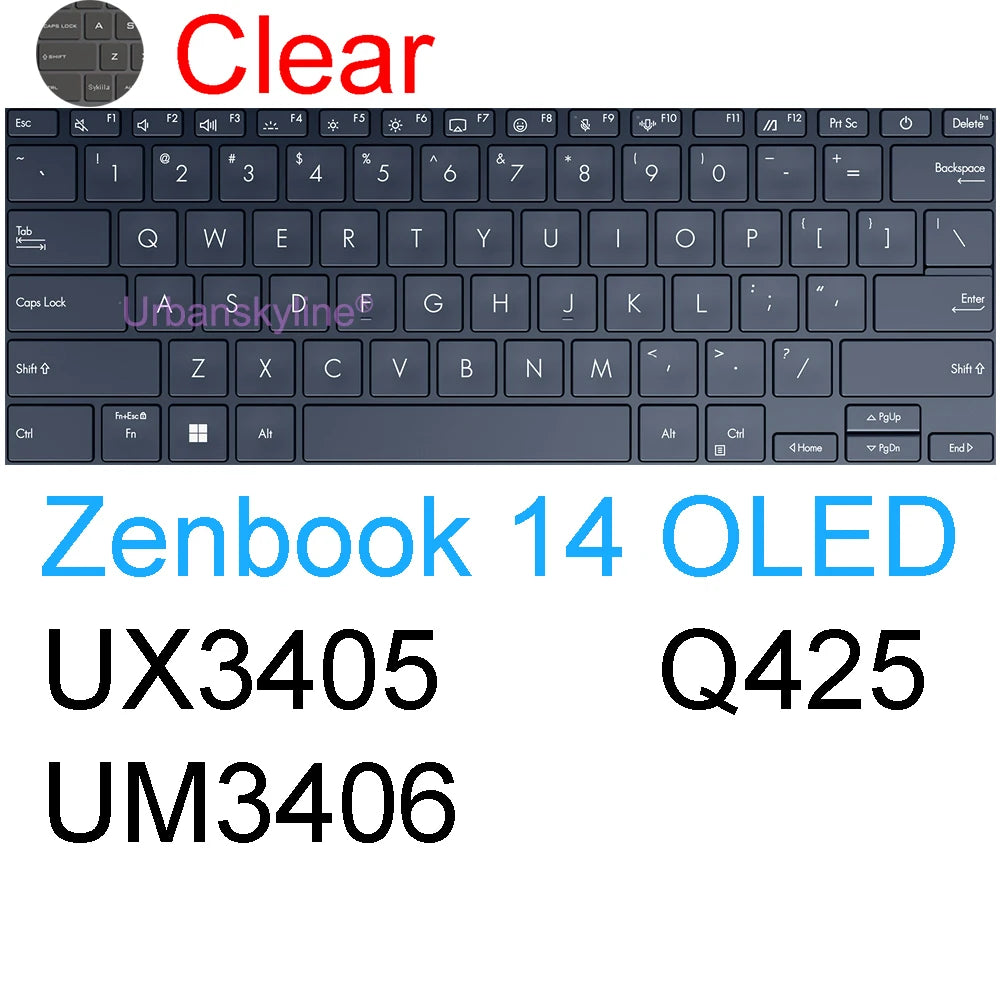Keyboard Cover for ASUS Zenbook 14 Flip 14X OLED Pro UX3406 UX3405 UX3404 UX3402 UM3402 UP3404 Q425 Silicone Protector Skin Case