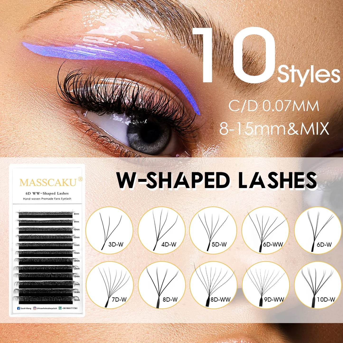 MASSCAKU W Shape 3D 4D 5D Premade Volume Easy Fans Nature Soft Light Individual Lashes Clover Bloom False Eyelashes Extension