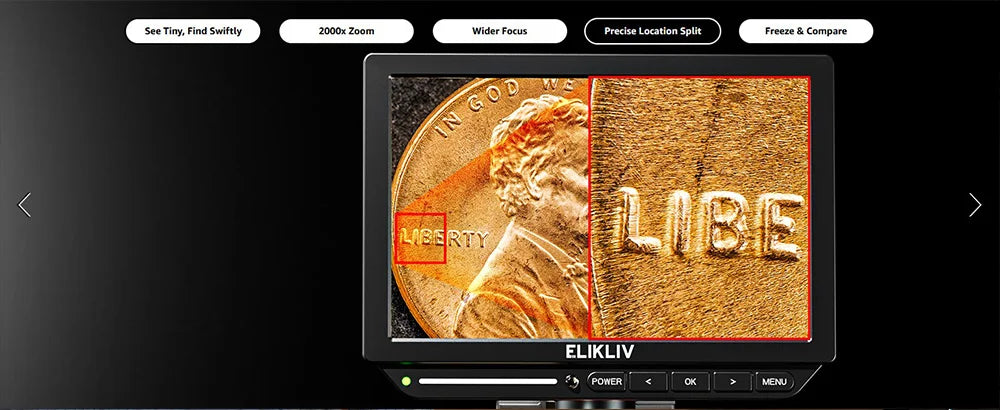 Elikliv EM4K Flex 4K Digital Soldering Microscope 2000X 10.1" HDMI Microscope for Electronics with Boom Arm Stand Ring Light