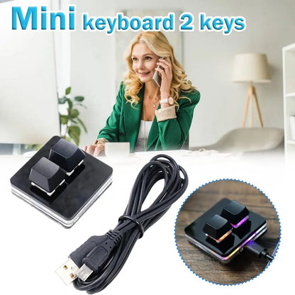 OSU 2 Keys Macro Programming Keyboard RGB Mini Custom Gaming  Keyboard For Linux/ MacOS /Android /Raspberry Pi